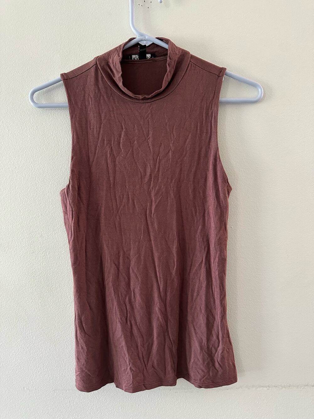 Express Top Women's Small Mock Neck Sleeveless Tank Maeve Burgundy Maroon